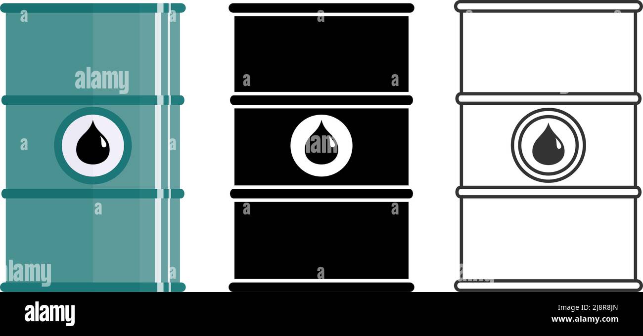 Différents fûts métalliques pour huiles, substances toxiques, dangereuses, dangereuses, inflammables et toxiques. Illustration vectorielle Illustration de Vecteur