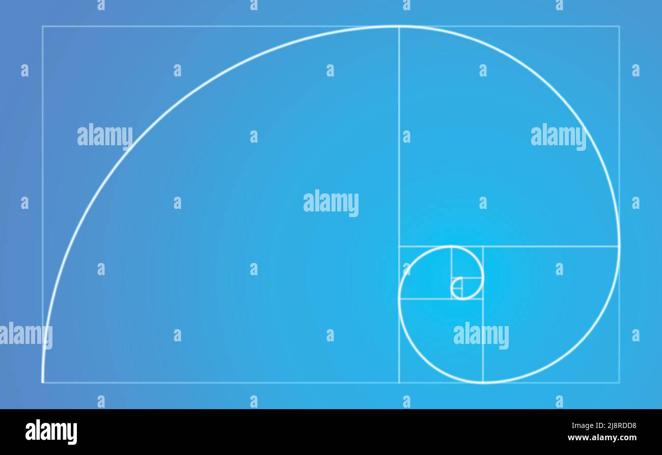 Séquence de fibonacci spirale à rapport d'or Illustration de Vecteur