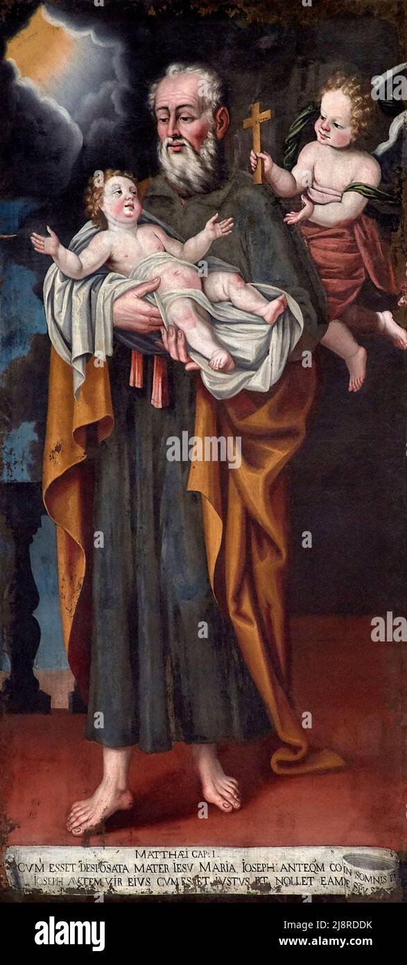 San Giuseppe col Bambino olio su tela pittore lombardo del XVII