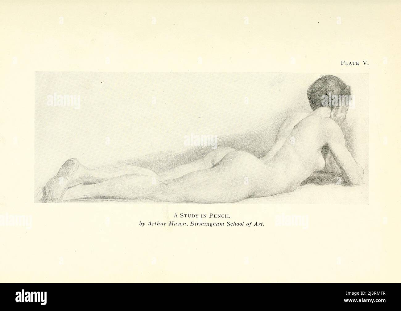 A Study in Pencil par Arthur Mason, Birniinghain School of Art Etude de la figure féminine du livre ' Studies of the Human figure : with some notes on drawing and Anatomie ' par George Montague Ellwood, and Francis Rowland Yerbury, Date de publication 1918 Editeur Londres : B.T. Batsford Banque D'Images