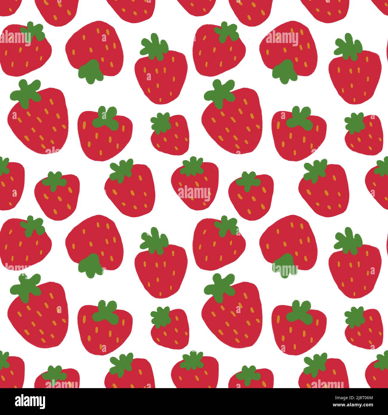 Motif sans couture de fruits aux fraises avec feuilles vertes sur fond blanc. Modèle de mode avec fleurs et feuilles pour les textiles, l'impression, les vêtements Banque D'Images