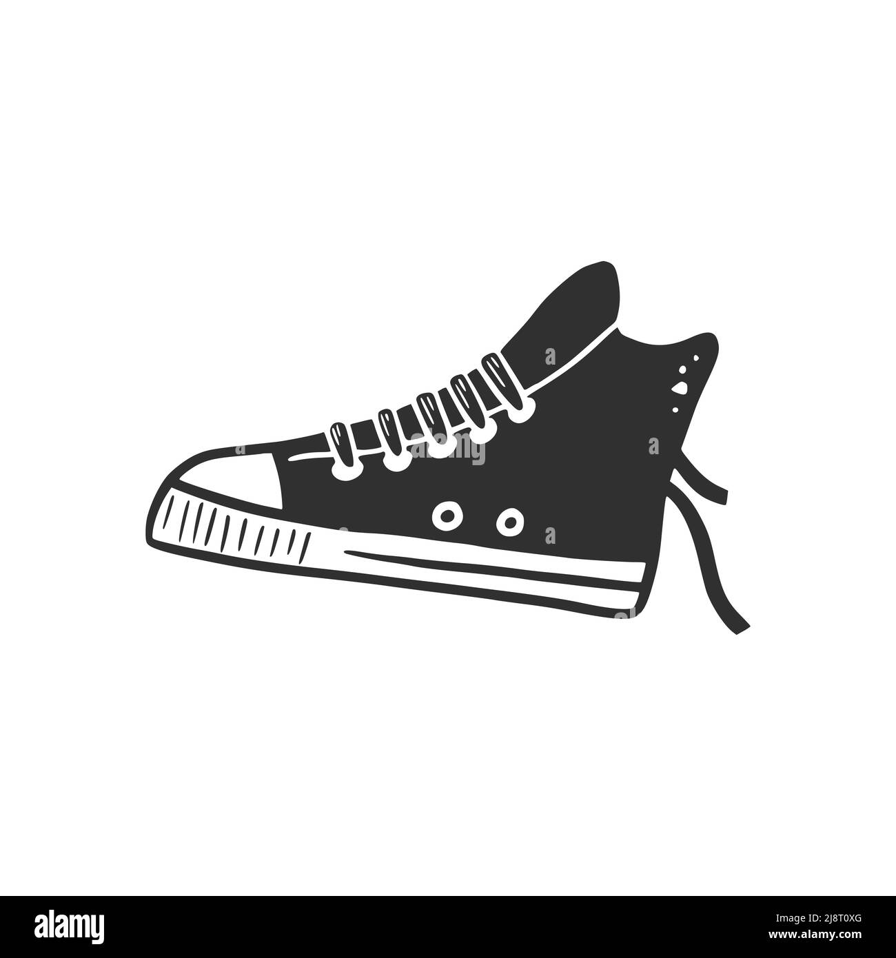 Sneaker de sport dessinée à la main. Style d'esquisse Doodle. Dessin ligne simple Sneaker icône. Illustration vectorielle isolée. Illustration de Vecteur