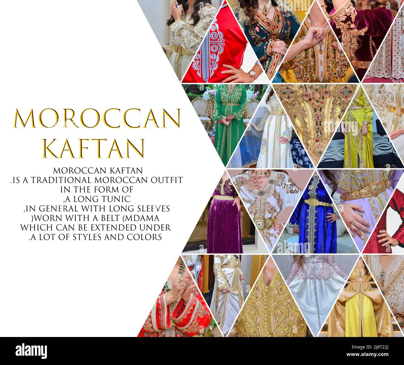Collage photo du caftan marocain traditionnel. Robe traditionnelle au maroc Banque D'Images