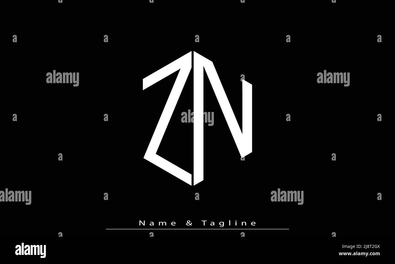Lettres de l'alphabet initiales Monogram logo ZN , NZ Illustration de Vecteur