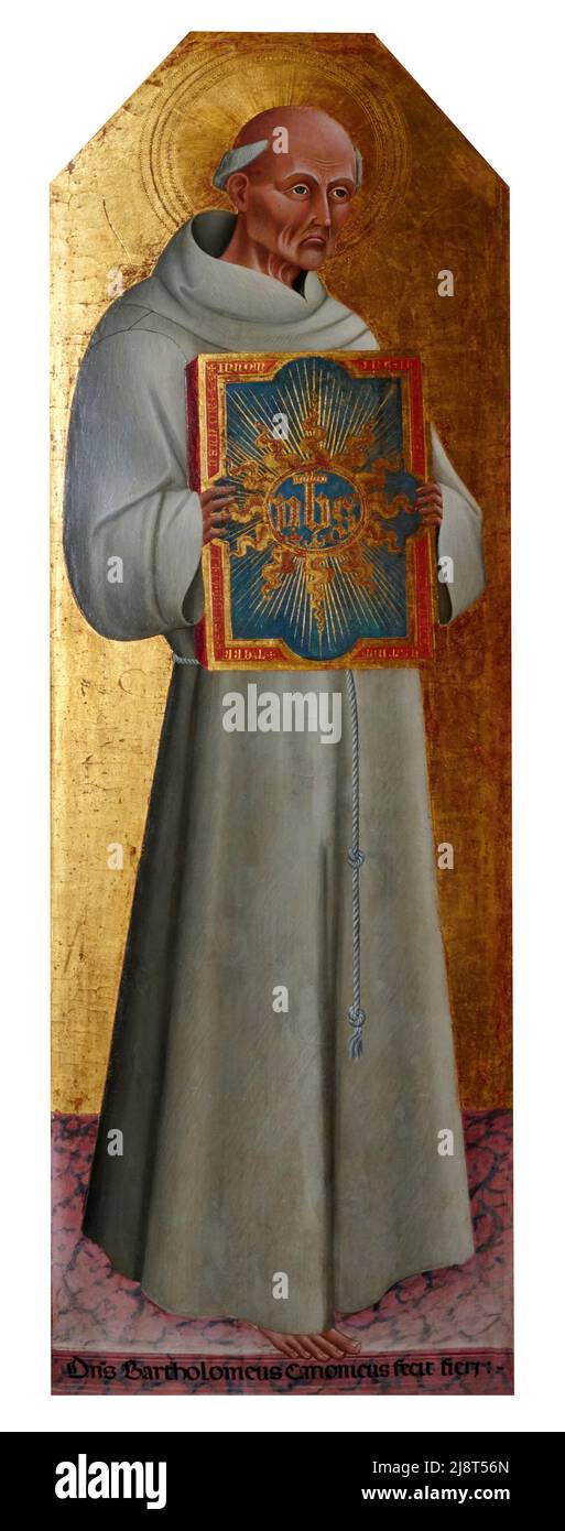 S. Bernardino da Siena - olio su tavola - Giovanni di Paolo di Grazia - XV secolo - Monte Oliveto Maggiore (si) ,Italia,Abbazia Olivetana Banque D'Images