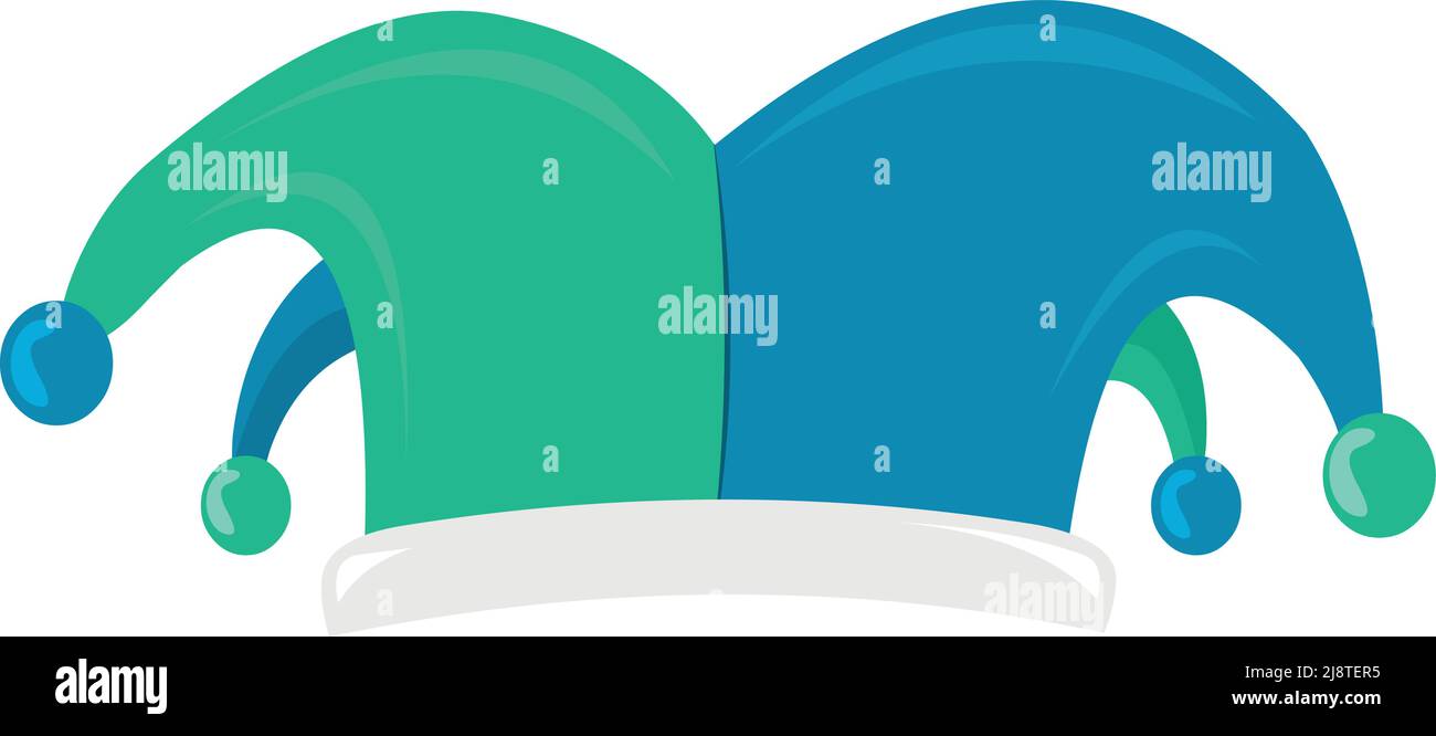 Illustration vectorielle d'un chapeau d'arlequin de couleur verte et bleue Illustration de Vecteur