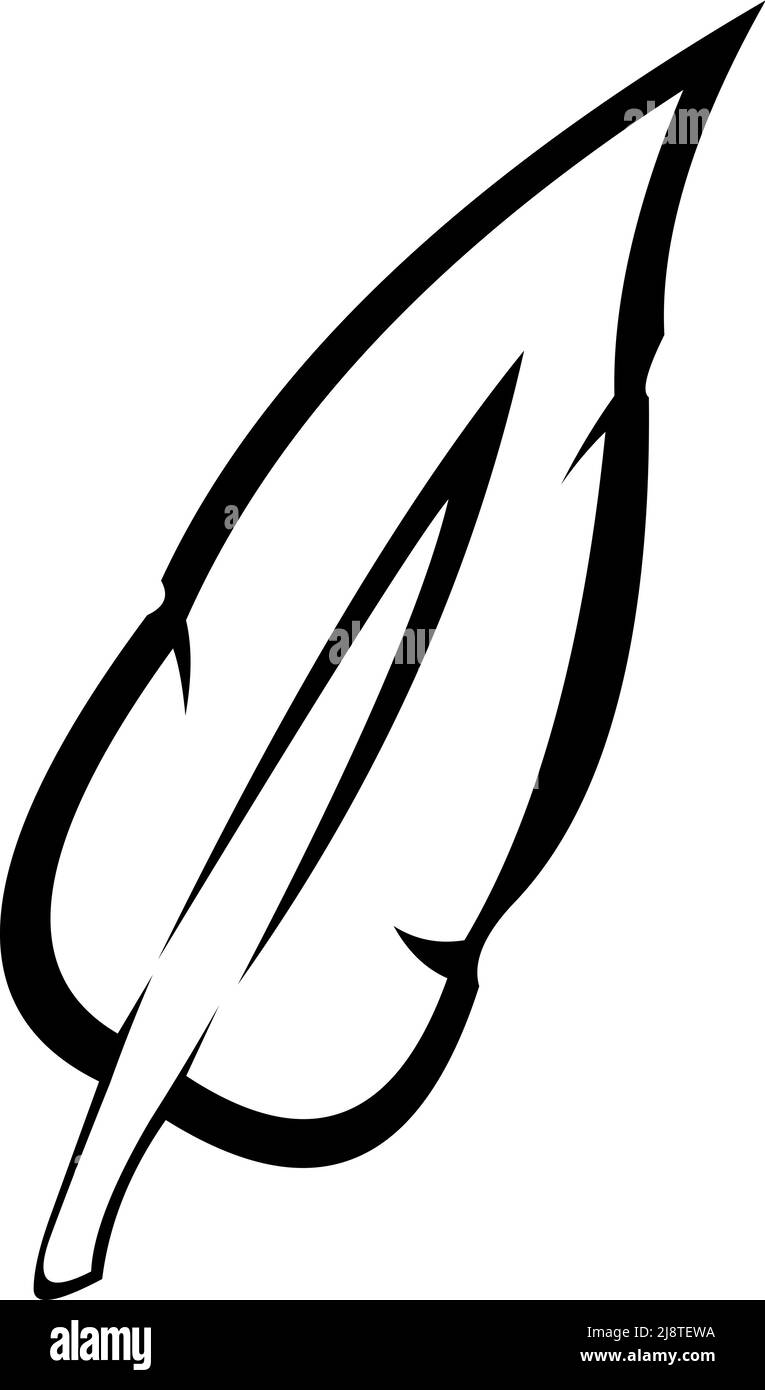 Illustration vectorielle d'une plume d'oiseau dessinée en noir et blanc Illustration de Vecteur
