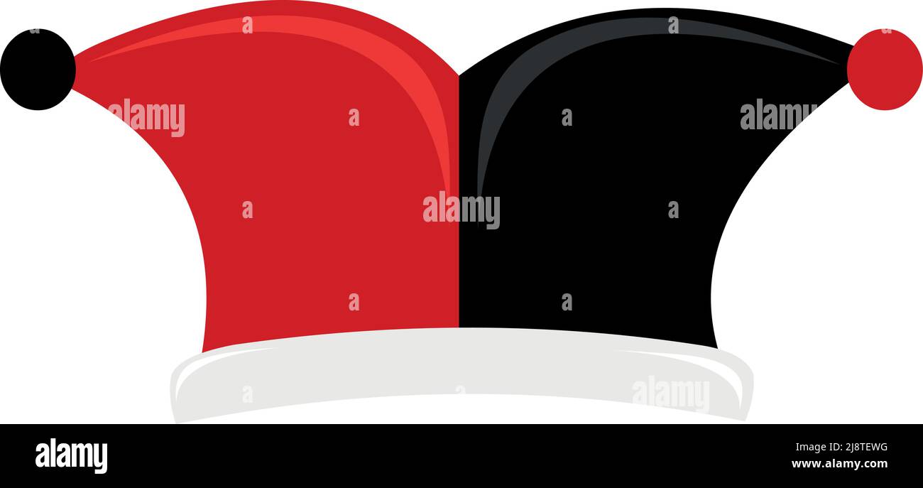 Illustration vectorielle d'un chapeau d'arlequin noir et rouge Illustration de Vecteur