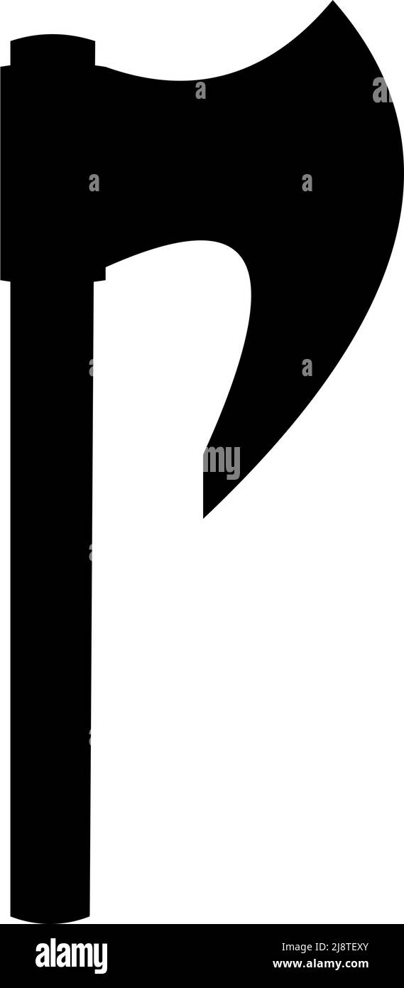 Illustration vectorielle d'une silhouette d'icône de couleur noire d'une hache viking Illustration de Vecteur