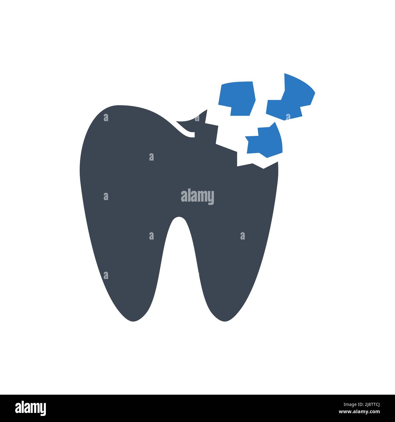 Icône de glyphe de vecteur associé à la collision de dent. Signe de collision des dents. Isolé sur fond blanc Illustration de Vecteur