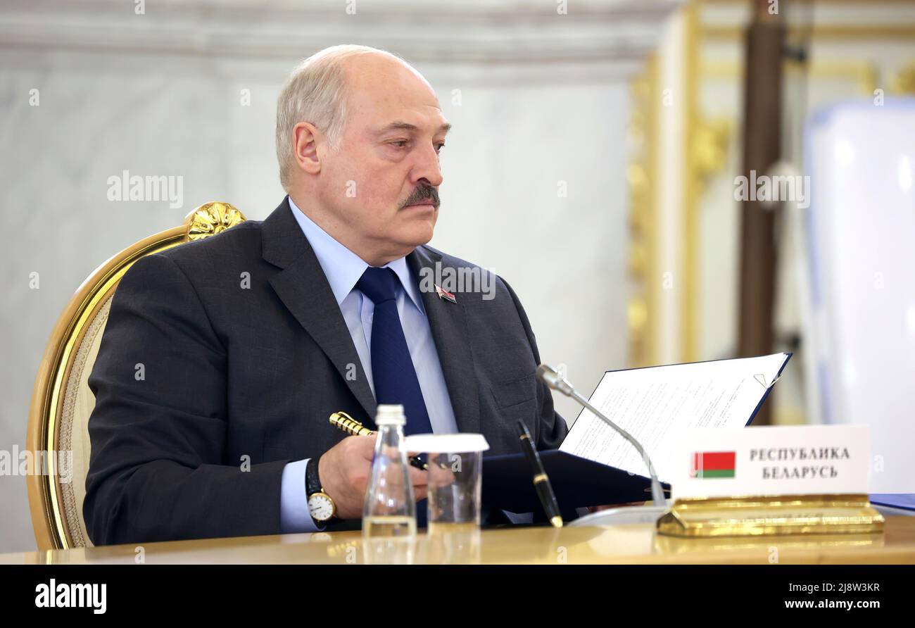 Président de la Biélorussie Alexander Loukachenko lors de la rencontre des dirigeants des Etats membres de l’OTSC au Kremlin. Banque D'Images