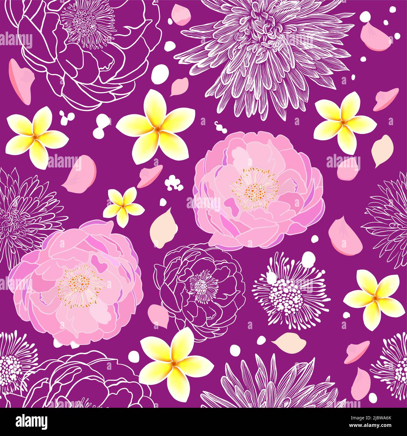 Fond violet sans couture avec des fleurs délicates. Illustration vectorielle Illustration de Vecteur