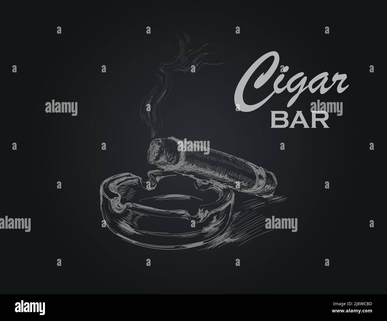 Cigare fumeur avec cendrier. Bar fumeurs Cigar avec cendrier. Bar Illustration de Vecteur