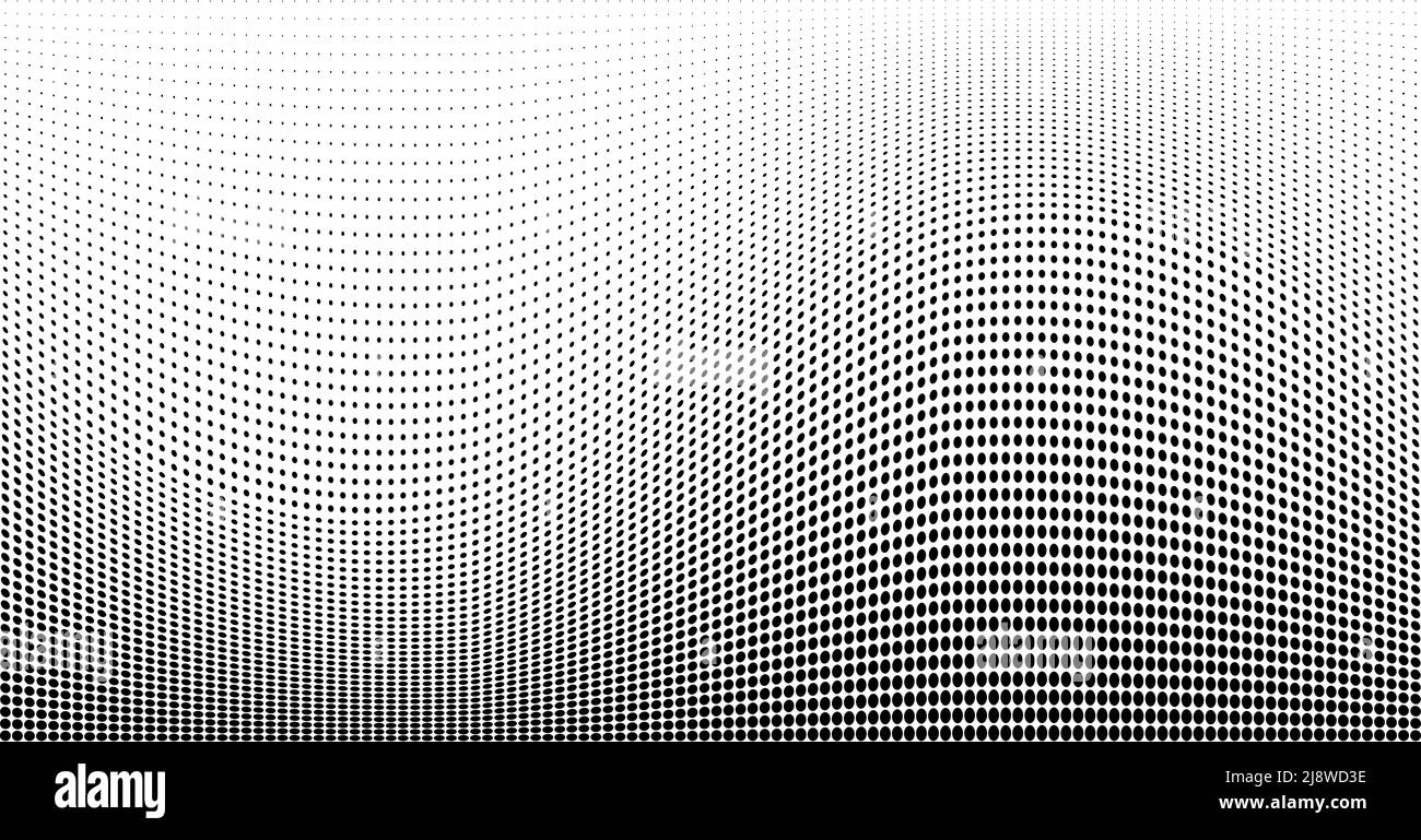 Arrière-plan abstrait vectoriel ondulé demi-ton. Texture de grunge en pointillés noir et blanc Illustration de Vecteur