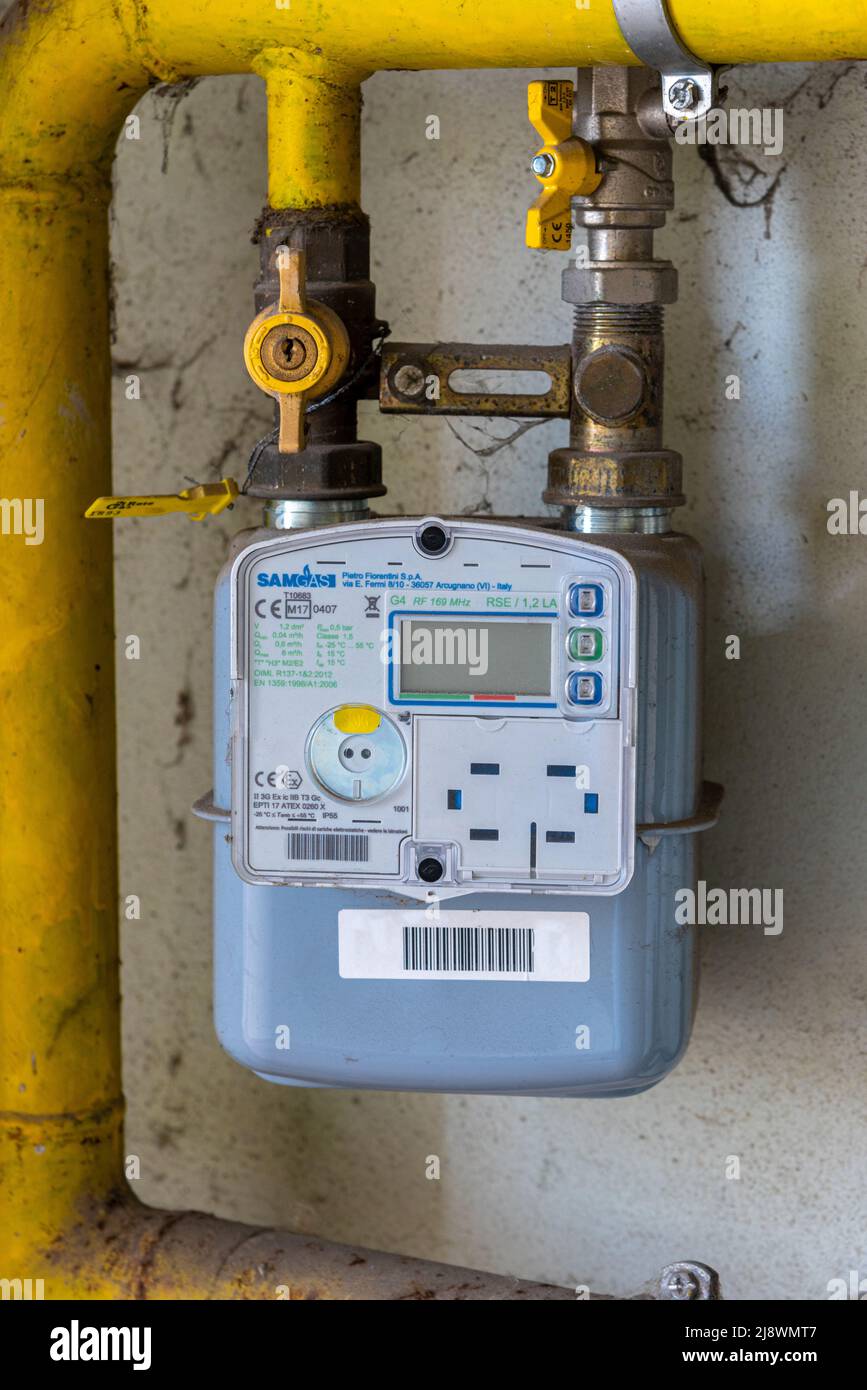 Dogliani, Italie - 17 mai 2022 : compteur de gaz Banque D'Images