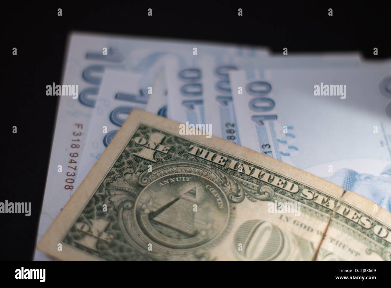 1 dollars et 100 coupures Banque D'Images