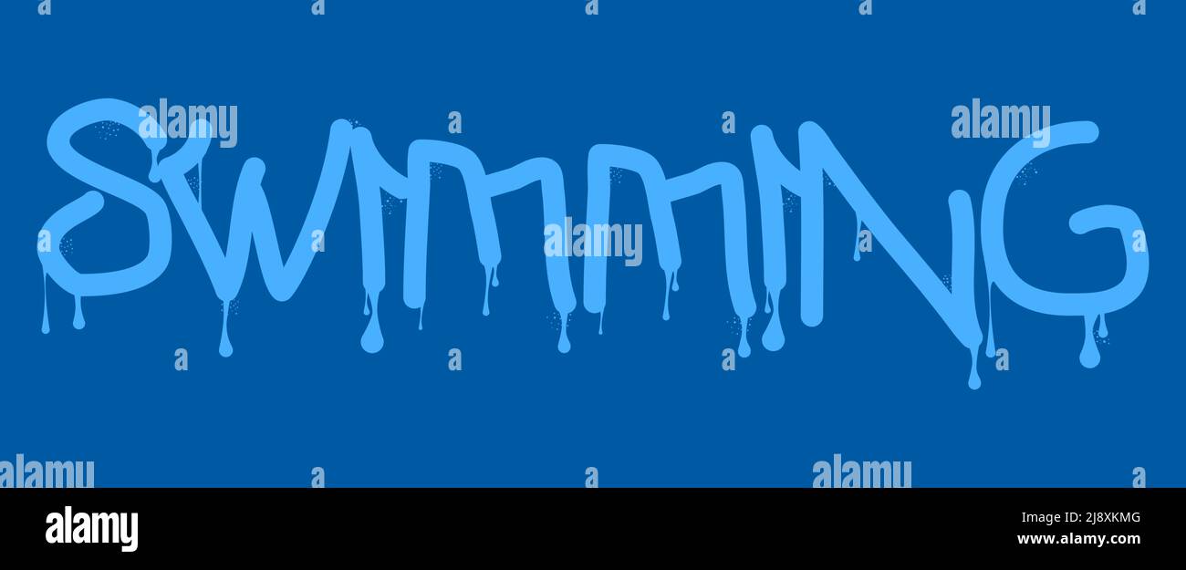 Natation. Balise Graffiti. Décoration moderne abstraite d'art de rue réalisée dans le style de peinture urbain. Illustration de Vecteur