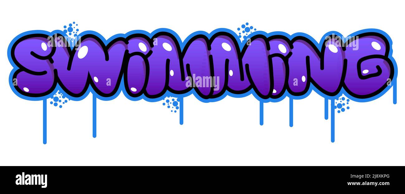 Natation. Balise Graffiti. Décoration moderne abstraite d'art de rue réalisée dans le style de peinture urbain. Illustration de Vecteur