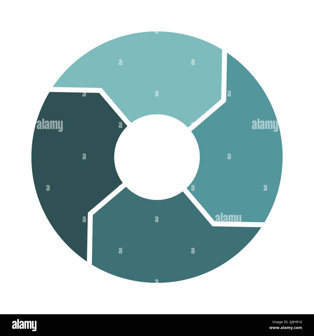Icône de circulation de cycle de vie avec 4 flèches. Quatre parties épaisses tournent l'infographe. Info-graphiques turquoise cercle vert menthe chaude. Illustration vectorielle plate. Illustration de Vecteur
