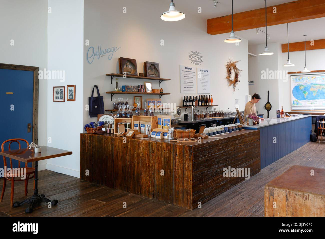 Woodblock Chocolate, 1715 ne 17th Ave, Portland, Oregon. Intérieur d'une chocolaterie et café dégustation. Banque D'Images