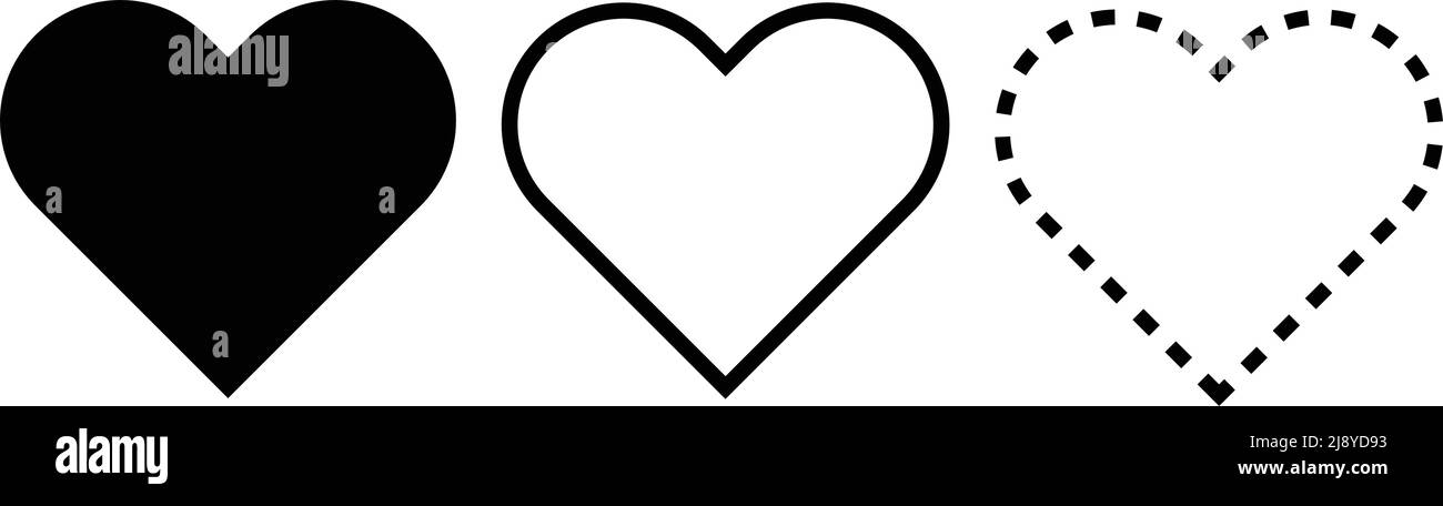 Silhouettes d'icônes de coeur de formes diverses. Vecteur modifiable. Illustration de Vecteur