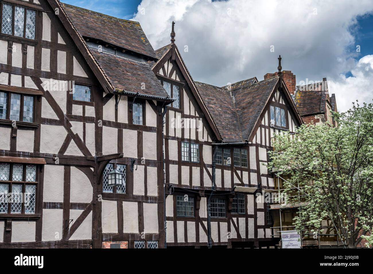 L'image est de la maison et du manoir médiéval de Rowley datant du 16th siècle, l'un des bâtiments les plus importants de Shrewsbury Banque D'Images
