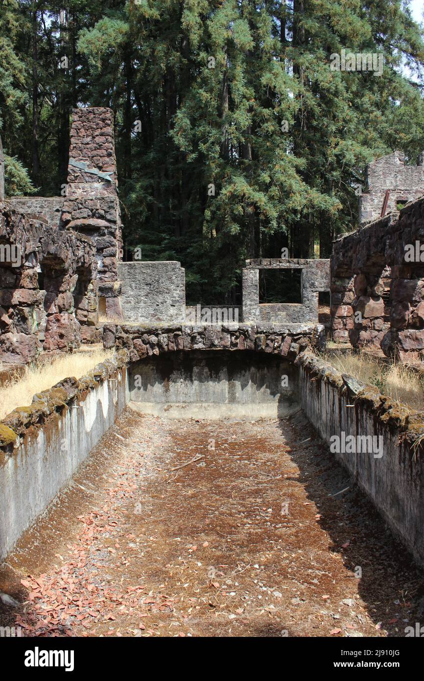 Cour, Wolf House, parc historique national Jack London, Californie Banque D'Images