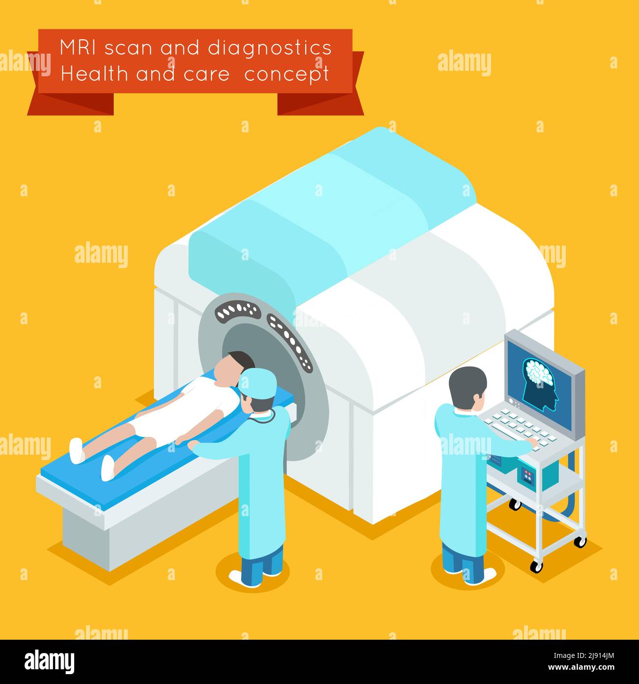 Processus IRM. 3d isométrique IRM concept de vecteur de soins de santé. IRM médicale et technologie IRM illustration d'un scanner irm ou irm Illustration de Vecteur