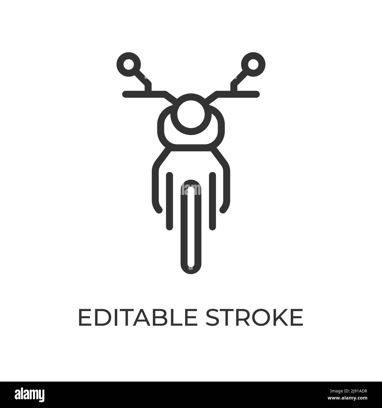 Icône de la ligne de vue avant de la moto. Transport terrestre. Utilisé pour se déplacer dans la ville, la campagne et les voyages. Illustration vectorielle isolée sur fond blanc. Contour modifiable. Illustration de Vecteur