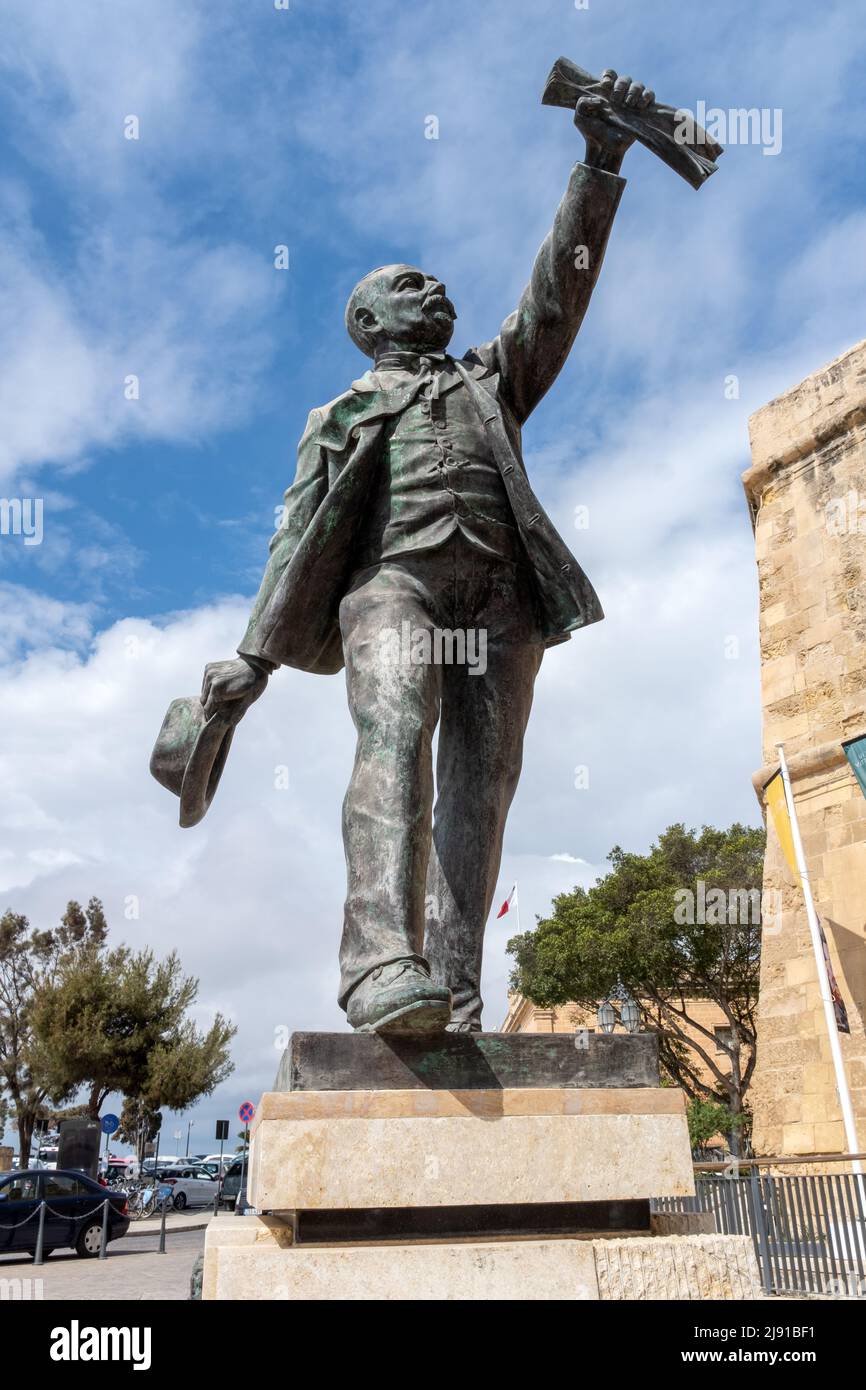 Statue de Manuel Dimech, Valette, Malte Banque D'Images