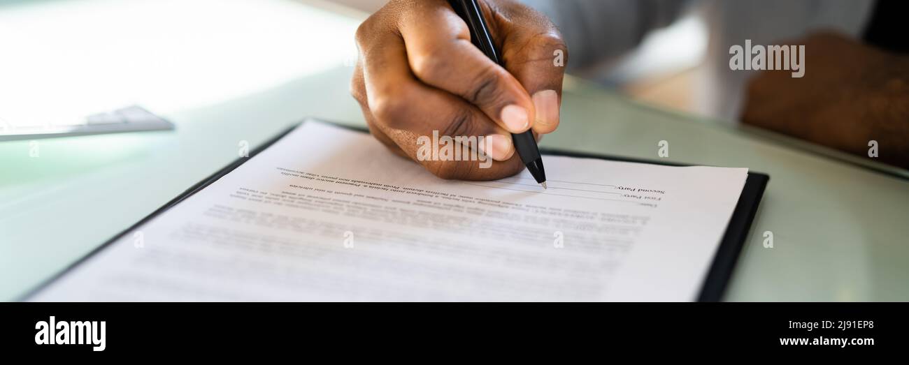 Document légal Signature et formulaire de conformité Paperwork Banque D'Images