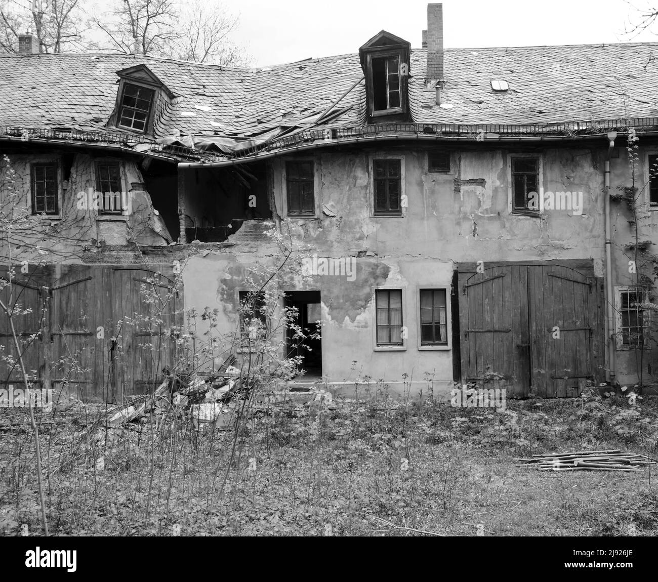 Maisons en ruines, Rudolstadt, Thuringe, Allemagne Banque D'Images