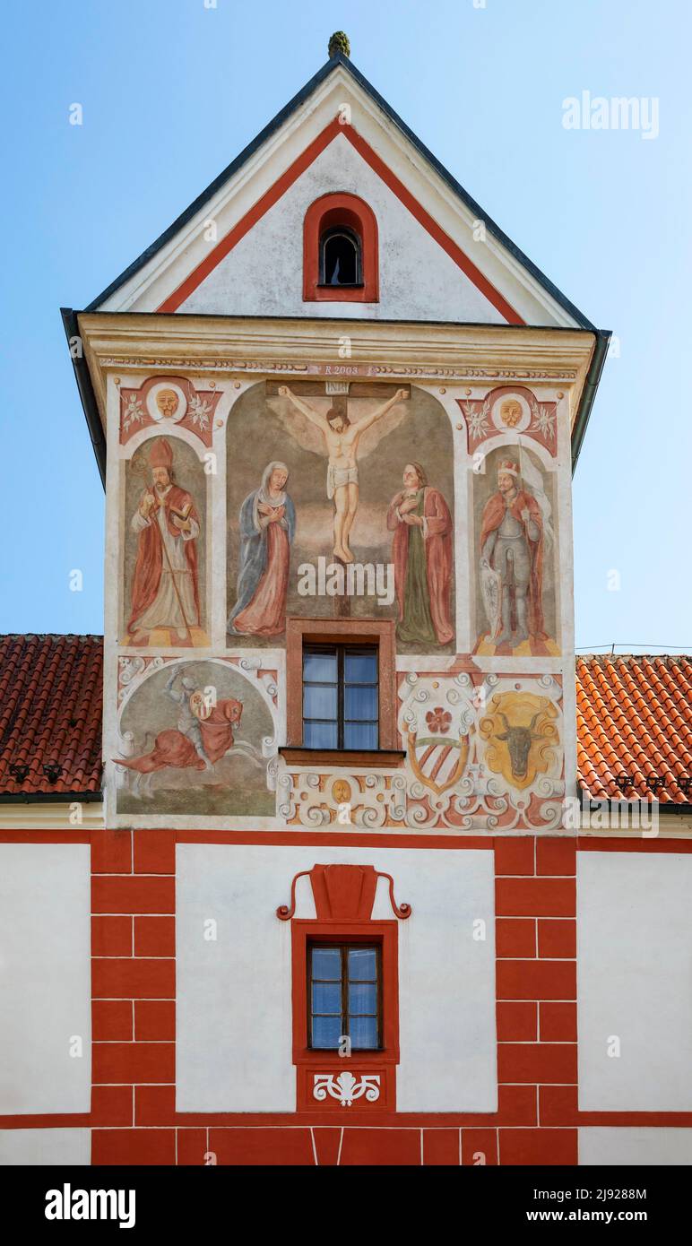 Freskan à l'ancienne pharmacie, Abbaye cistercienne Vyssi Brod, Vyssi Brod sur la Vltava, Hohenfurth, Sumava, Bohême du Sud, Bohême, République tchèque Banque D'Images