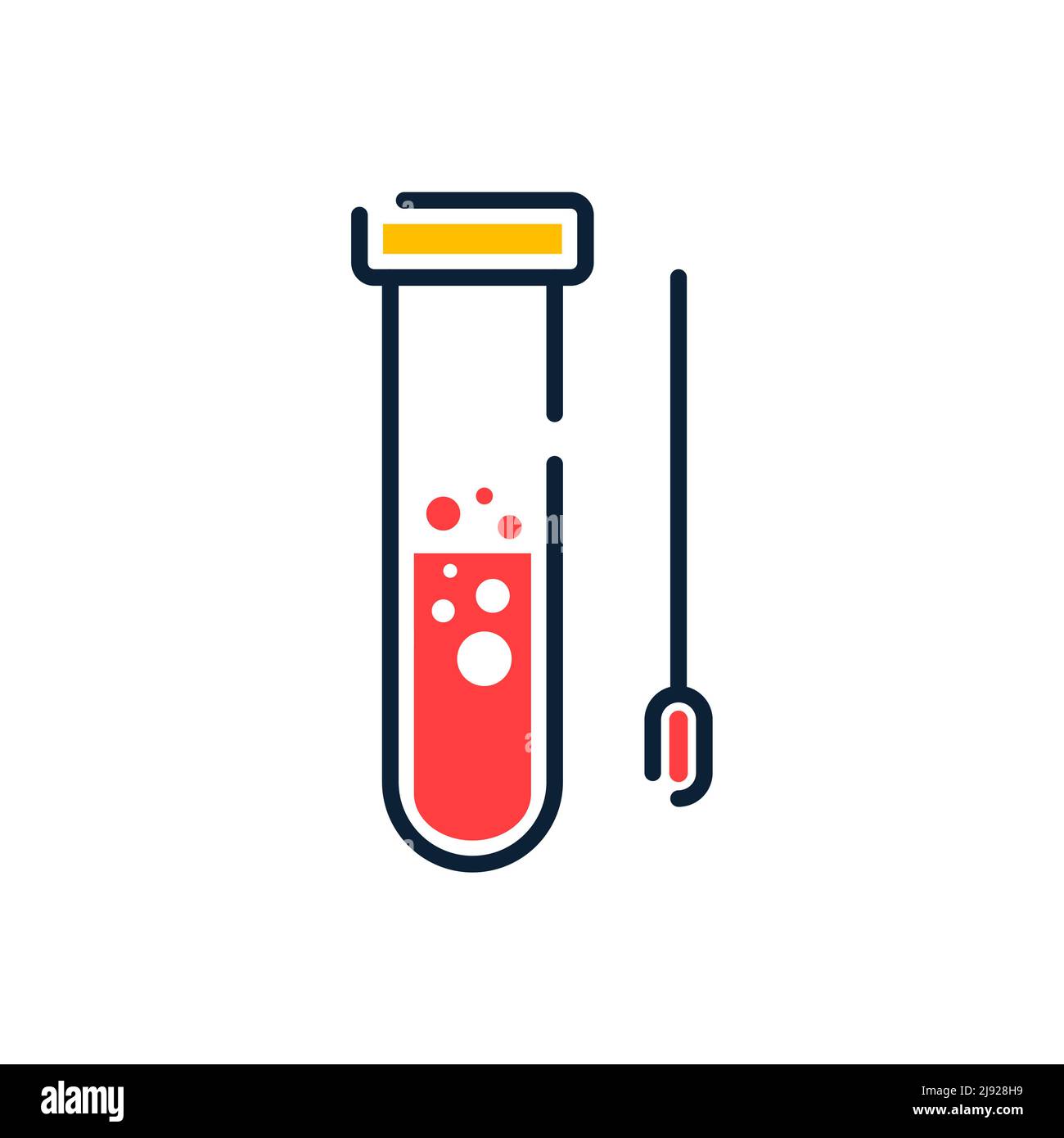 Icône de ligne vectorielle de test Covid pcr. Laboratoire médical de test en tube du virus Corona covid19 Illustration de Vecteur