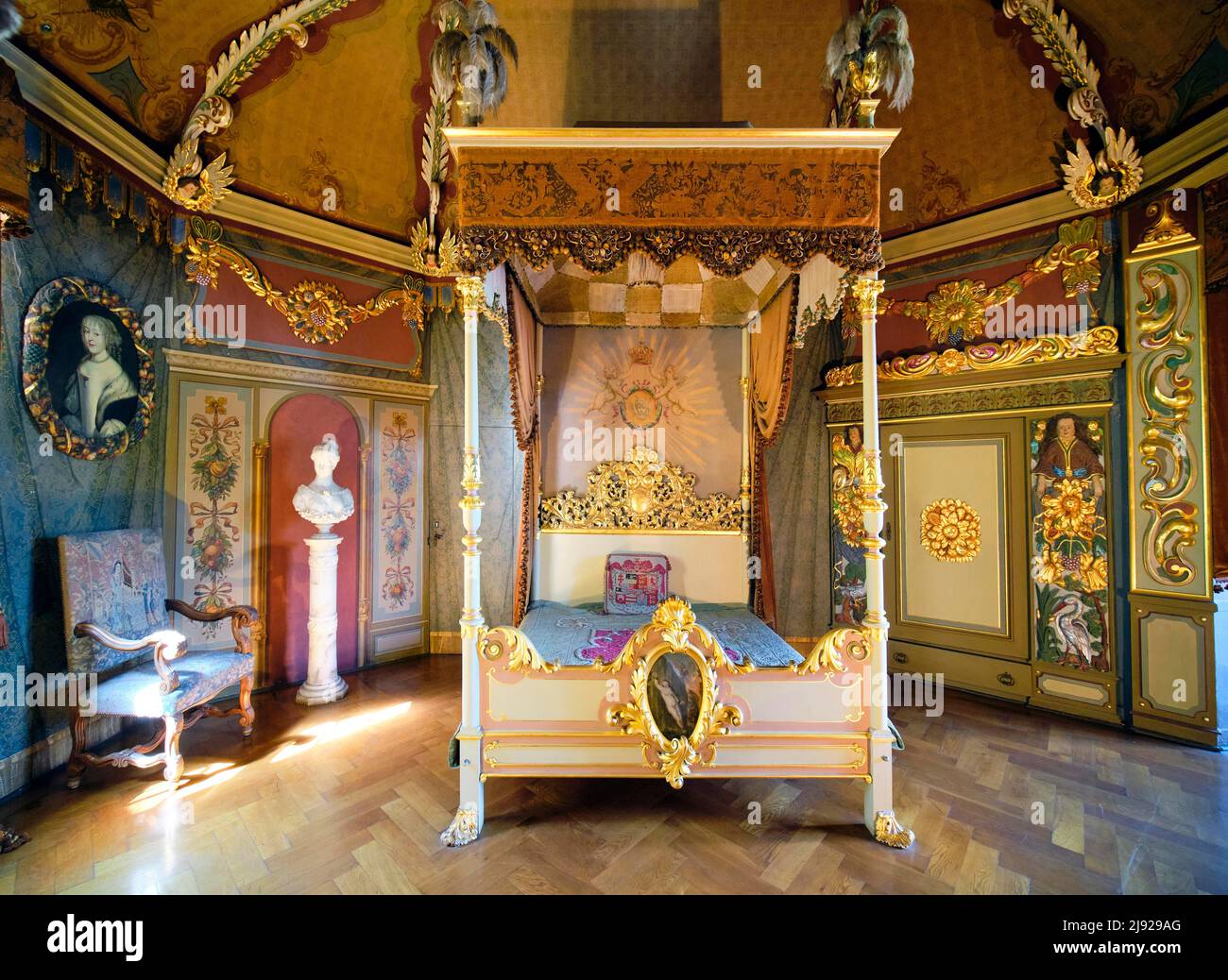 Salle d'état, musée du château de Burgk, vue intérieure, Schleiz, Thuringe, Allemagne Banque D'Images