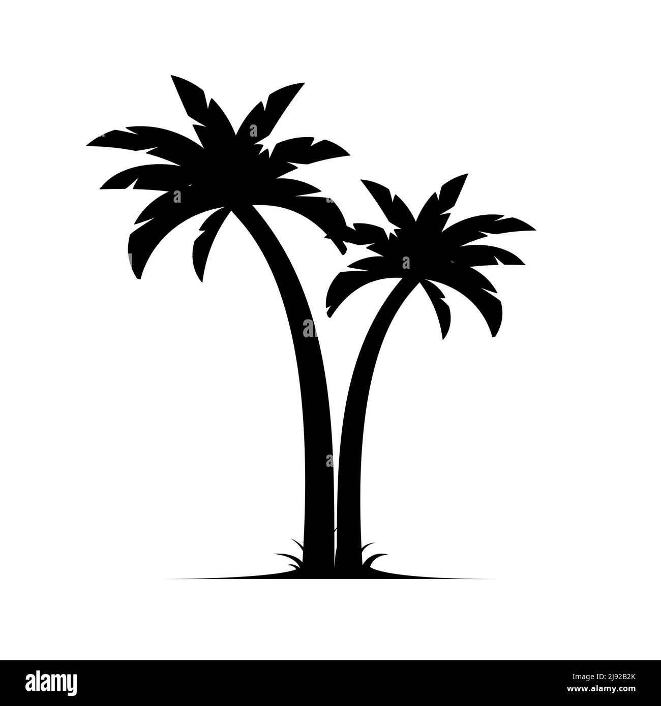 Palm arbre vecteur île noix de coco dessin animé noir icône.Palmtree Island désert isolé icône tropicale Illustration de Vecteur