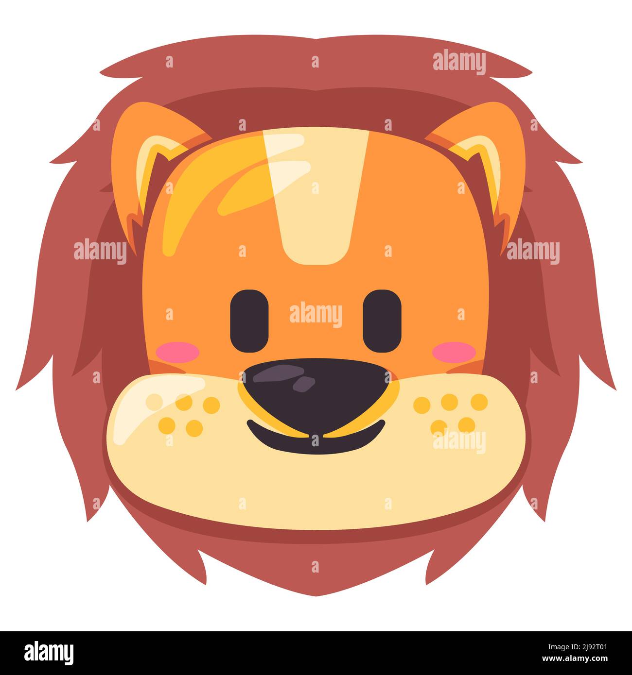 Lion adorable émoticone masque visage illustration sourire tête animal sauvage sourire et forme dessin dessin dessin animé plat enfants dessin Illustration de Vecteur
