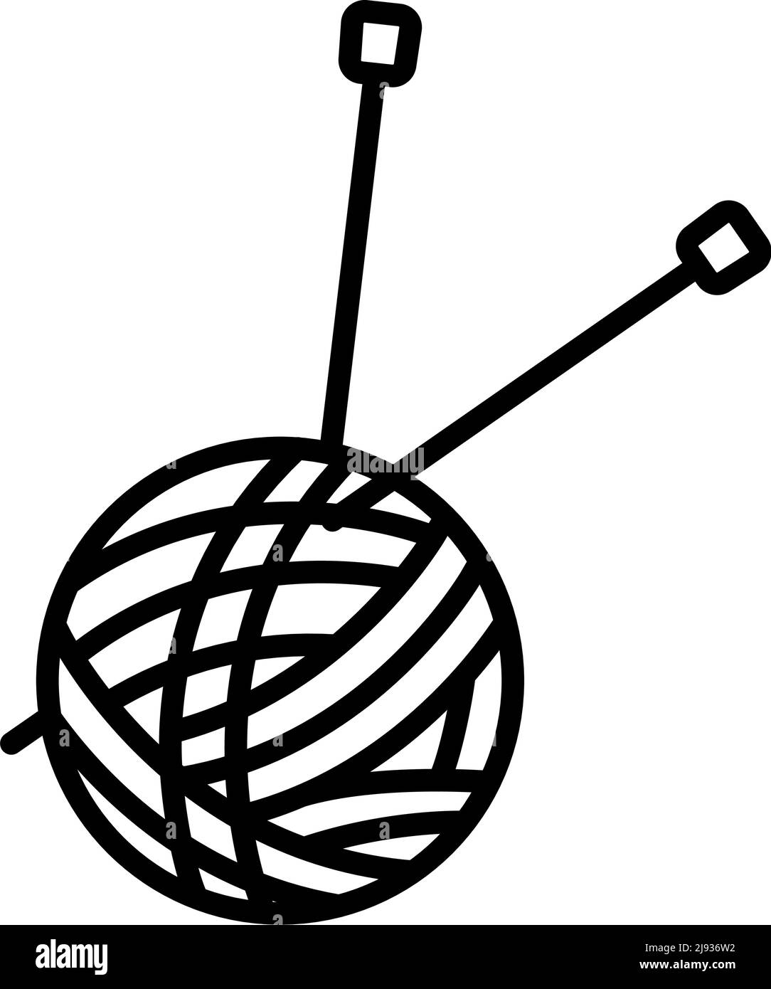 Icône boule de fil avec aiguilles à tricoter. Contour en gras avec largeur de contour modifiable. Illustration vectorielle. Illustration de Vecteur