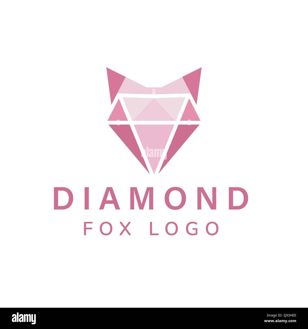 Logo simple en forme de losange rose avec face de renard. Illustration de Vecteur