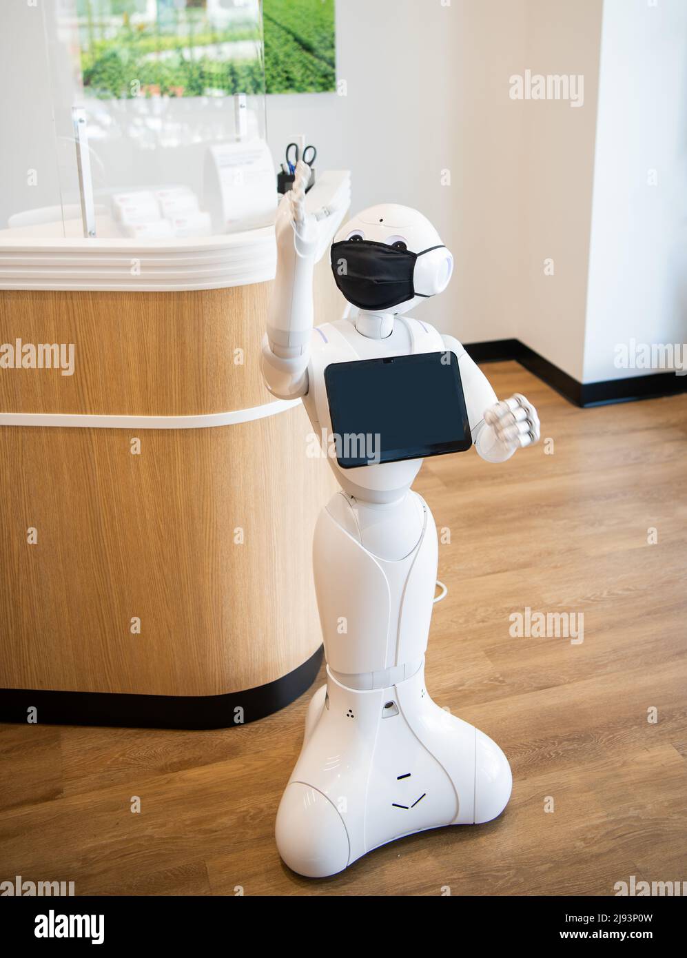 assistant robot futuriste technologie innovante dans le masque de protection gestuelle. copier l'espace Banque D'Images
