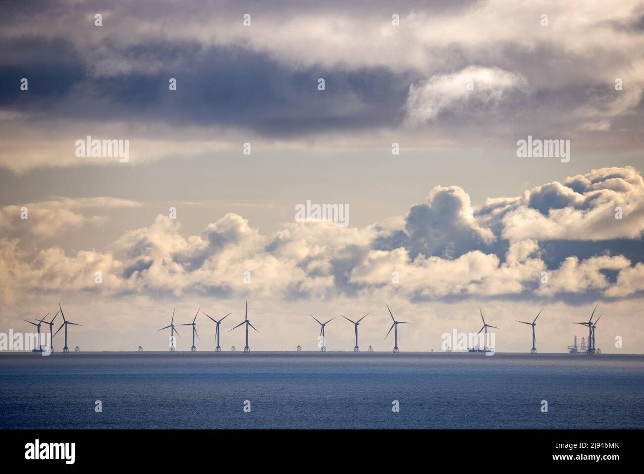Parc éolien Beatrice dans la mer du Nord au large de la côte de Caithness, Écosse, Royaume-Uni Banque D'Images