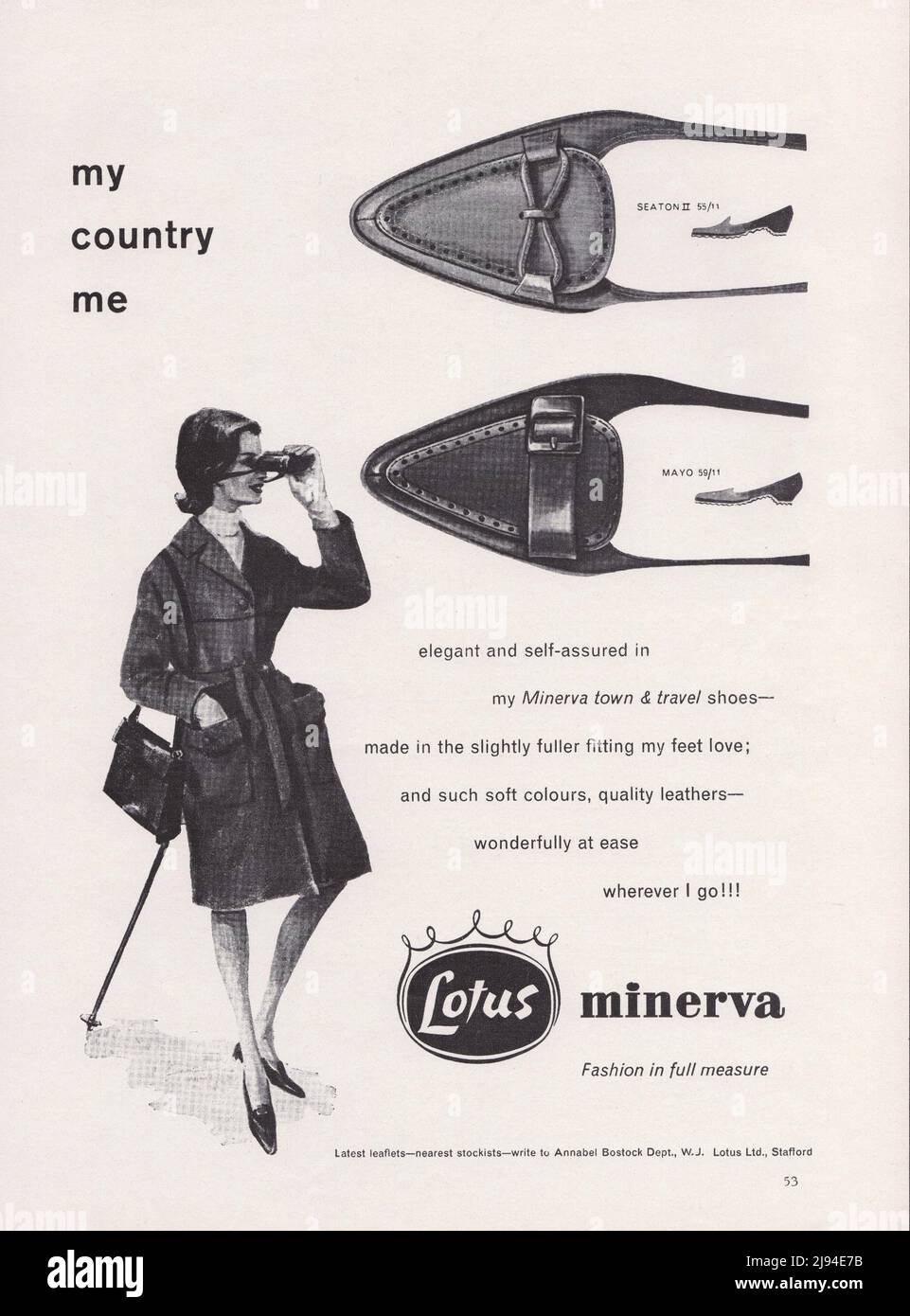 Lotus Minerva chaussures de mode vintage papier annonce publicitaire 1980s 1970s Banque D'Images