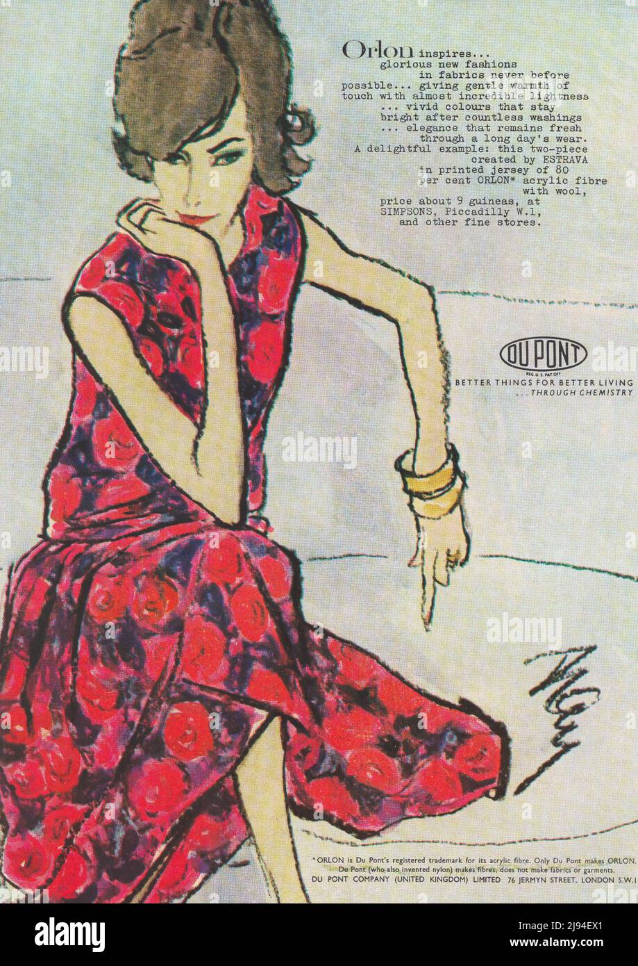 Orlon tricots vintage papier publicité publicitaire 1980s 1970s Banque D'Images