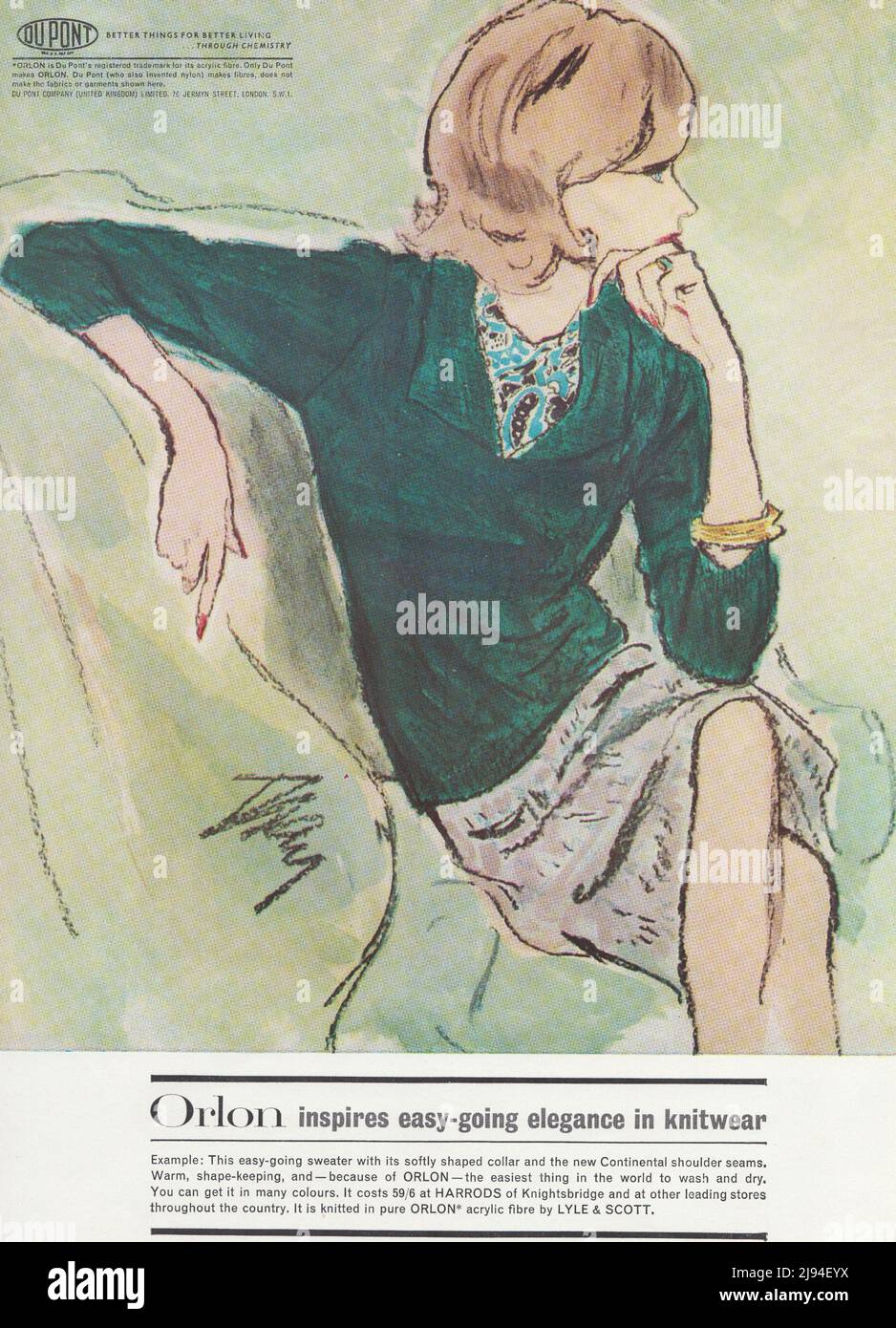 Orlon tricots vintage papier publicité publicitaire 1980s 1970s Banque D'Images