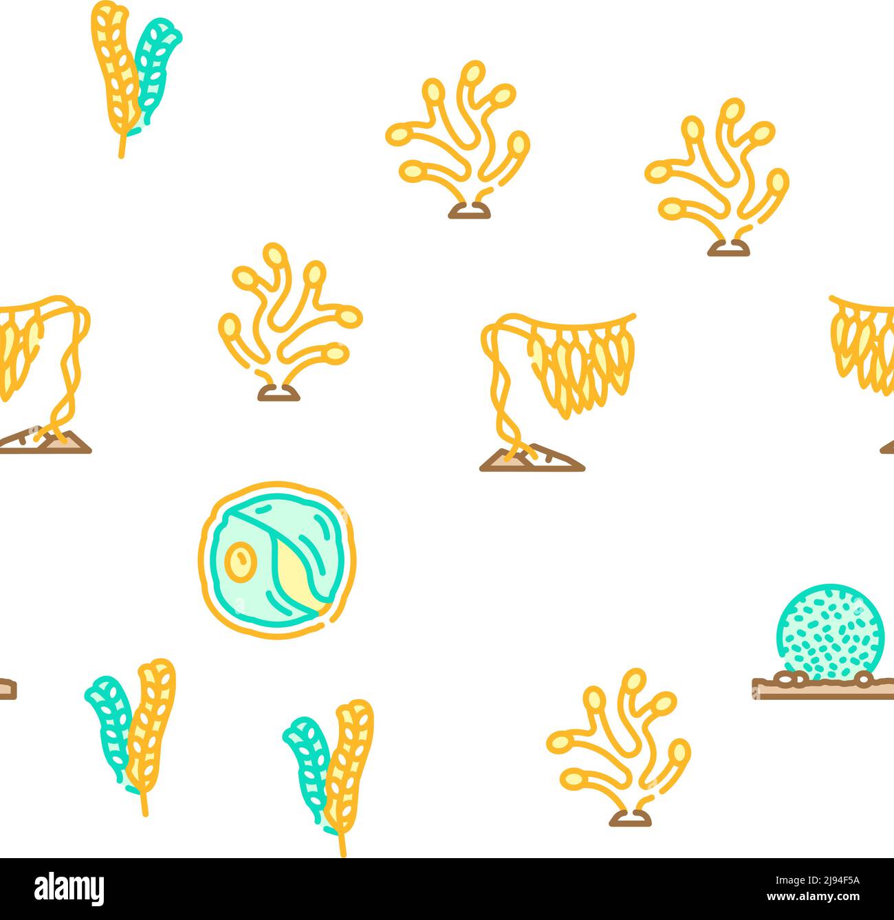 Algues marines plantes sous-marines Icons Set Vector Illustration de Vecteur