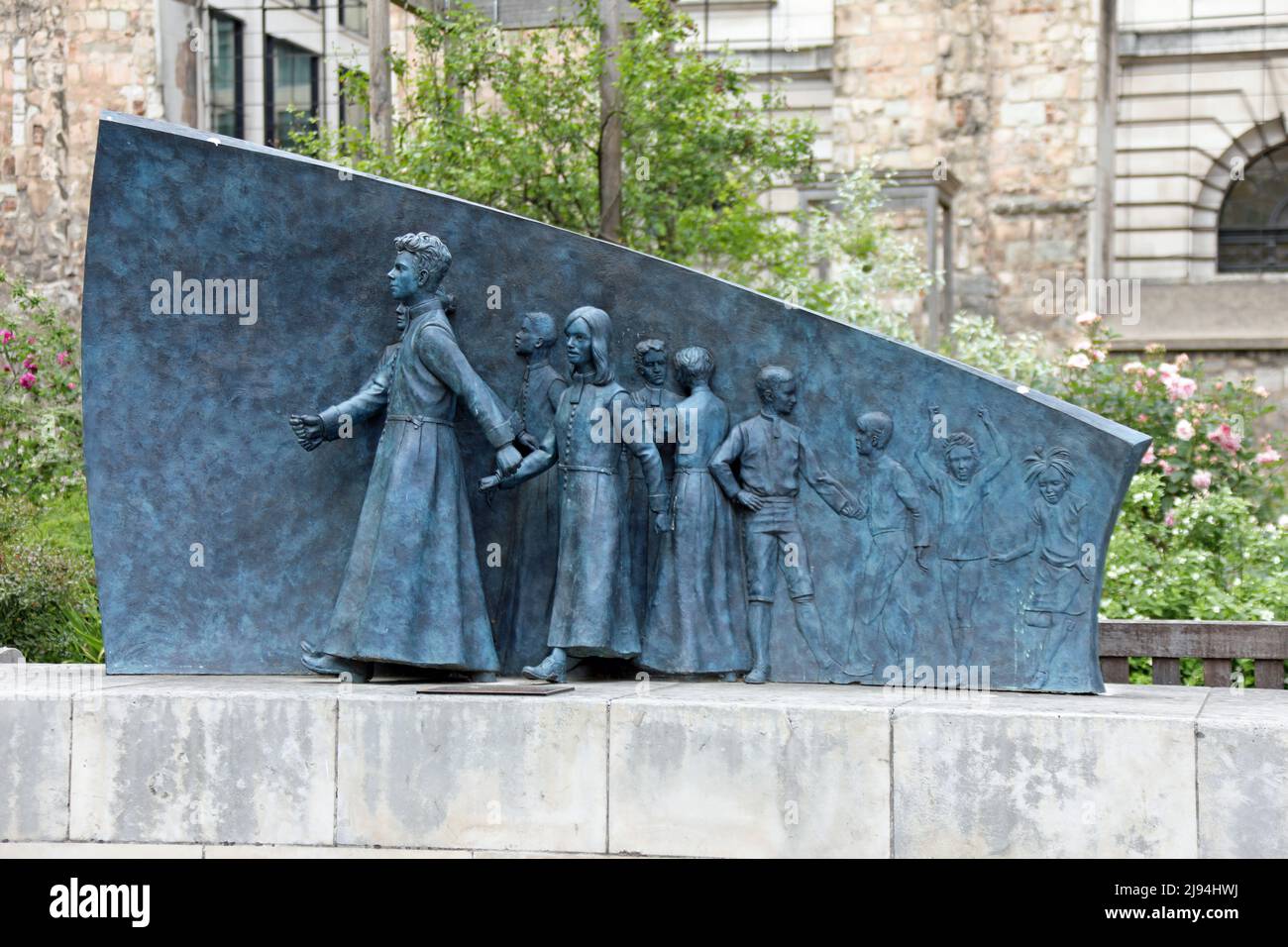 Sculpture d'Andrew F Brown pour commémorer l'école de l'hôpital de Christs Banque D'Images