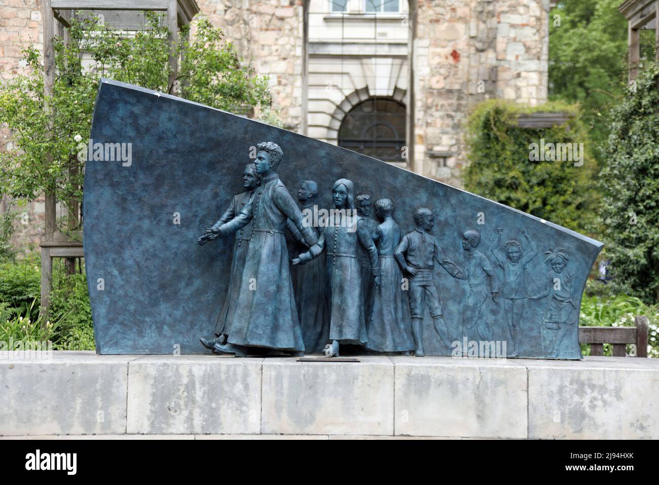 Sculpture d'Andrew F Brown pour commémorer l'école de l'hôpital de Christs Banque D'Images