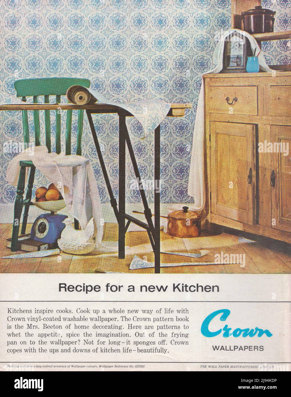 Crown fonds d'écran vintage papier publicité publicitaire 1970s 1980s recette pour une nouvelle cuisine Banque D'Images
