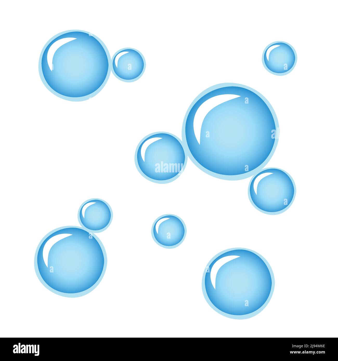bulles de savon bleu brillant isolées sur fond blanc Illustration de Vecteur