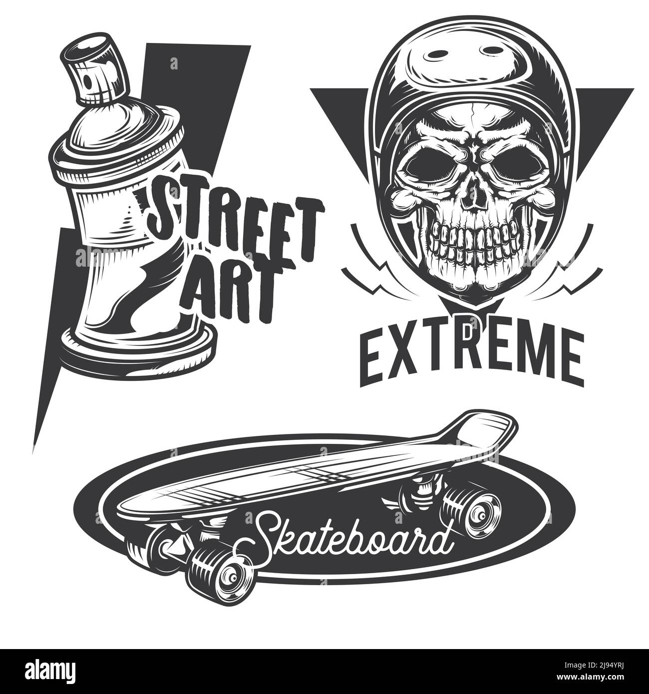 Ensemble d'activités de rue emblèmes, étiquettes, badges, logos. Isolé sur blanc Illustration de Vecteur